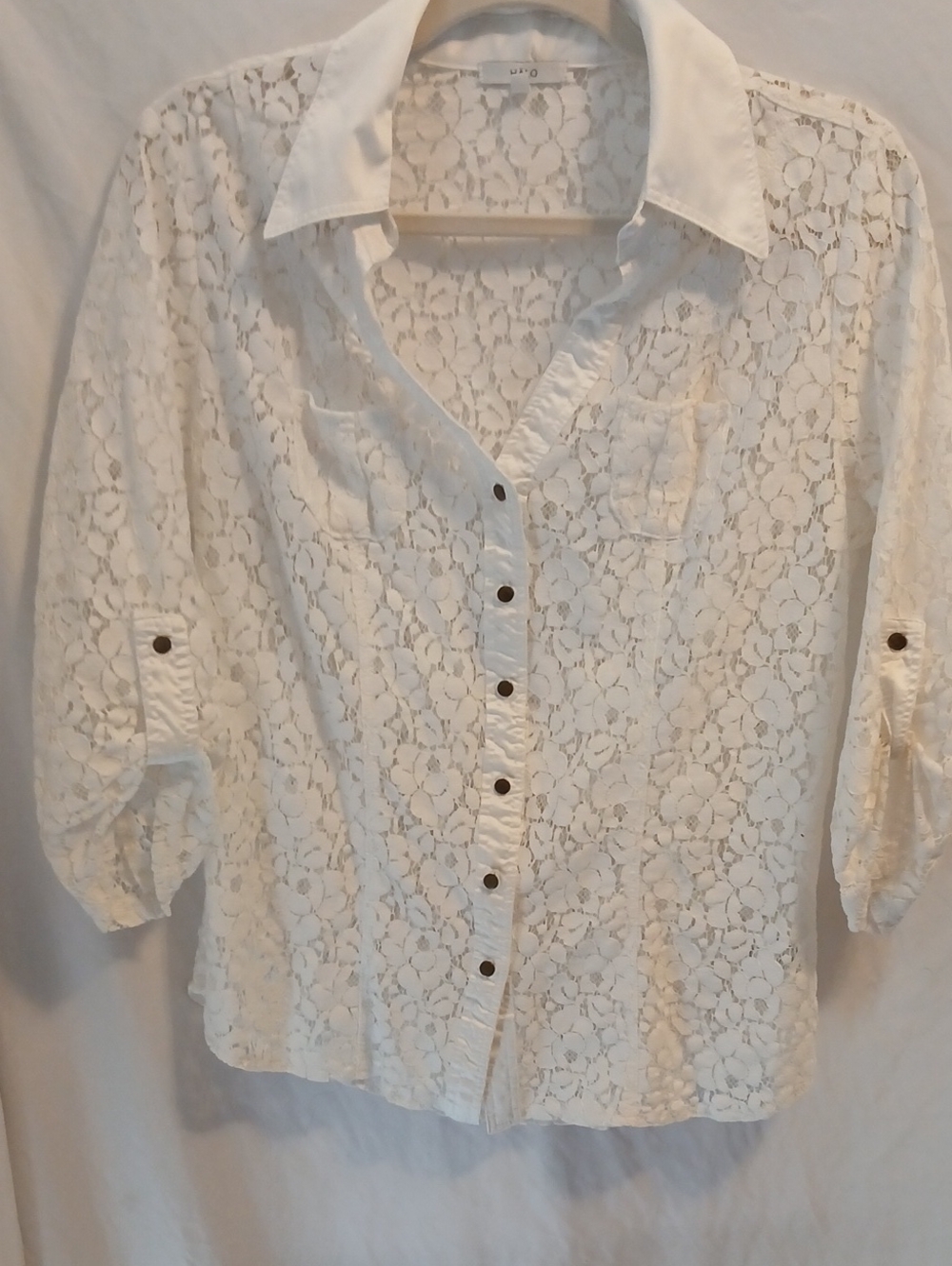 Halo White Floral Lace Button-Down Shirt